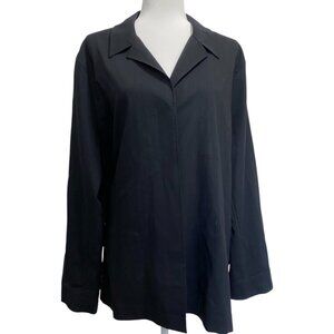 Jaeger Black 100% Wool Blouse - Chic Classic Minimalist Sz 16